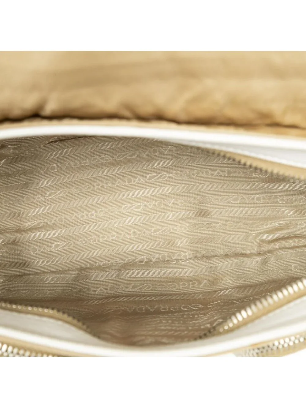 Prada Buckle Flap Bag Crossbody Beige Ivory Nylon Canvas